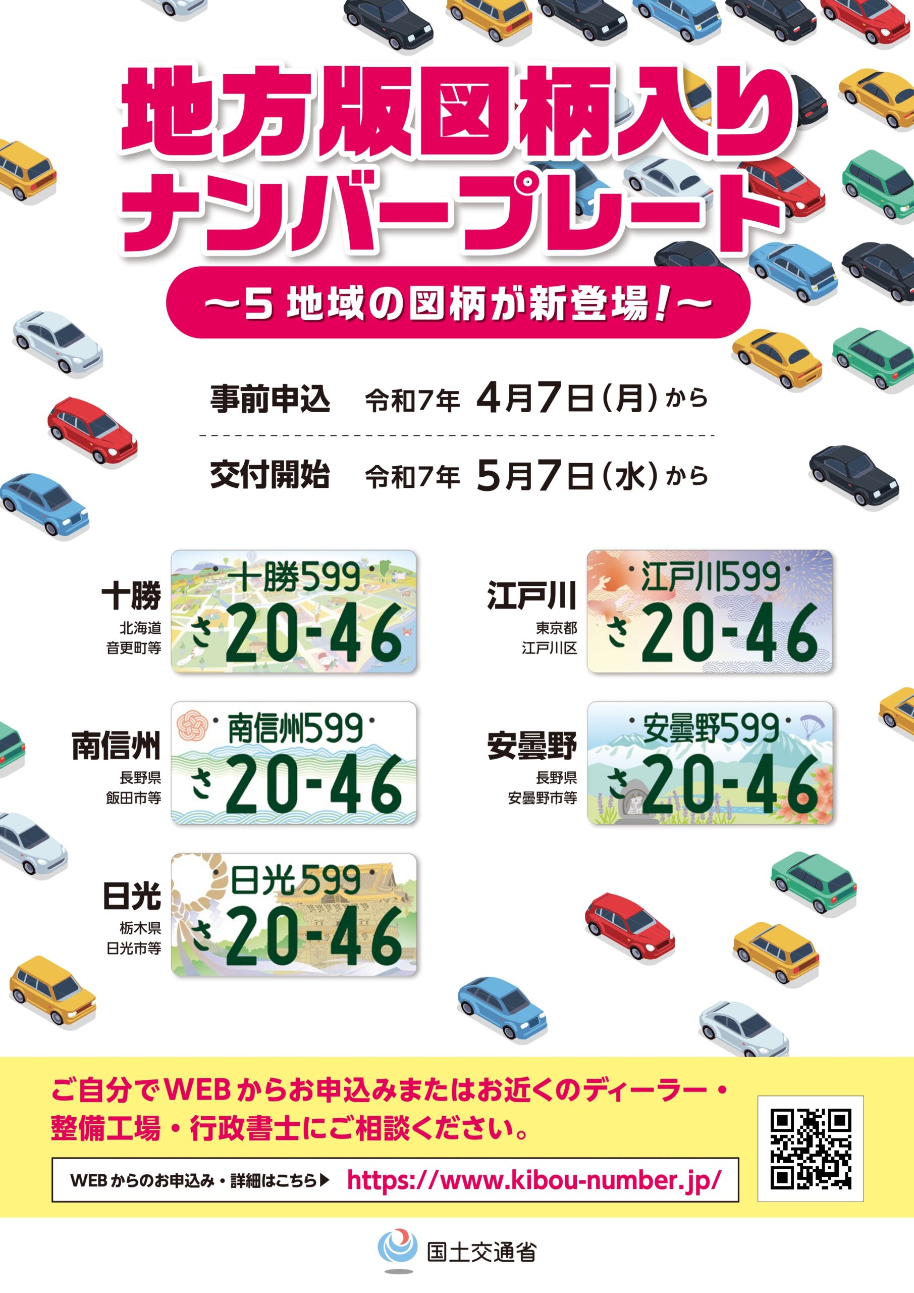 新規5地域図柄入りナンバープレート